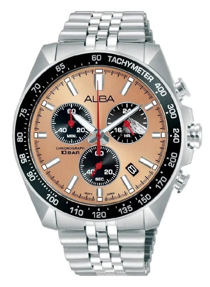 Alba Signa Chronograph Men’s Watch AX7023X1, 43 mm Copper & Black Dial, Stainless Steel Case & Bracelet, 100 m WR - Image 1