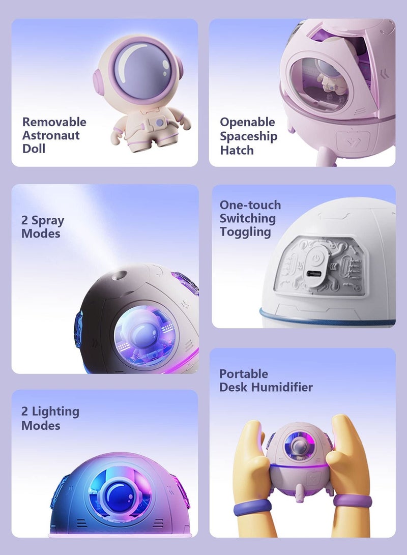 Arabest مرطب هواء محمول صغير، مرطبات ضباب بارد 220 مل، مرطب صغير مكتبي USB مع إيقاف تشغيل تلقائي، أضواء ملونة، مرطب لغرفة النوم للأطفال والنباتات والسفر. - Image 5