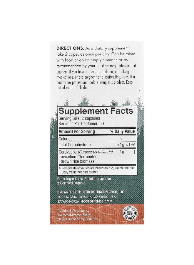 Host Defense, Mushrooms™, Cordyceps, 1 g, 120 Capsules - Image 2