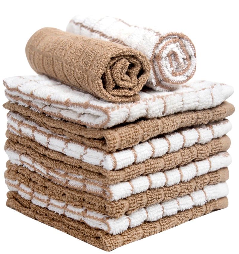 Bumble Towels Bumble Dish Cloths (8 Pack) | 12" x 12" | 100% Cotton Kitchen Towels | 405 GSM | Soft, Highly Absorbent & Durable Dish Towels for Kitchen | Tan - Image 4