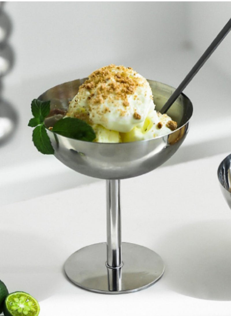 كيلا كؤوس ستانلس ستيل للآيس كريم - صديقة للغسيل الآلي مع قاعدة ثابتة، مثالية للمنزل والمقاهي والحفلات - Image 1