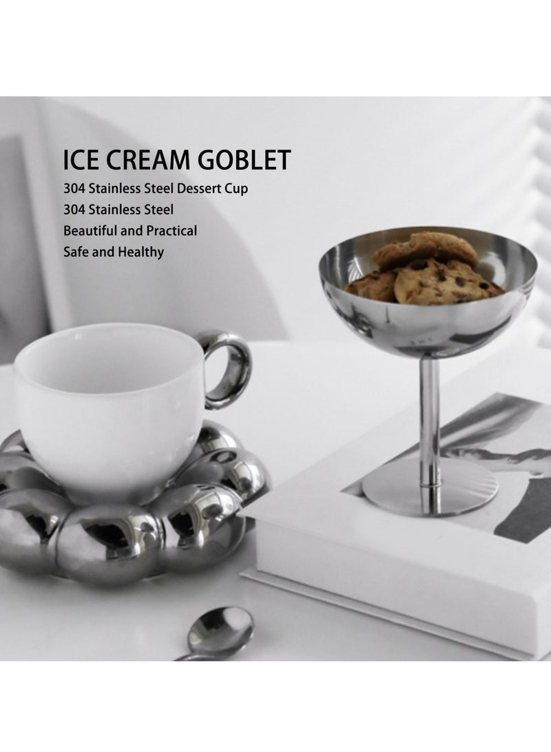 كيلا كؤوس ستانلس ستيل للآيس كريم - صديقة للغسيل الآلي مع قاعدة ثابتة، مثالية للمنزل والمقاهي والحفلات - Image 4