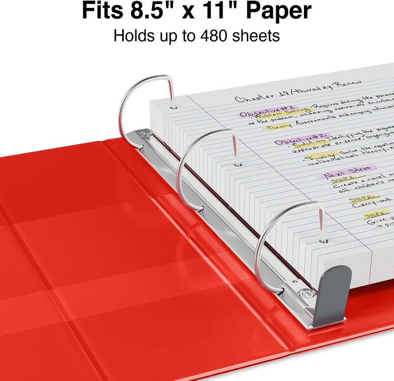 976062 Heavy-Duty 2-Inch D 3-Ring View Binder Red (26348) - Image 4