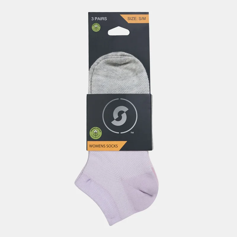 Sun and Sand Sports Women's Lightweight Ankle Socks (3 Pack) - S/M