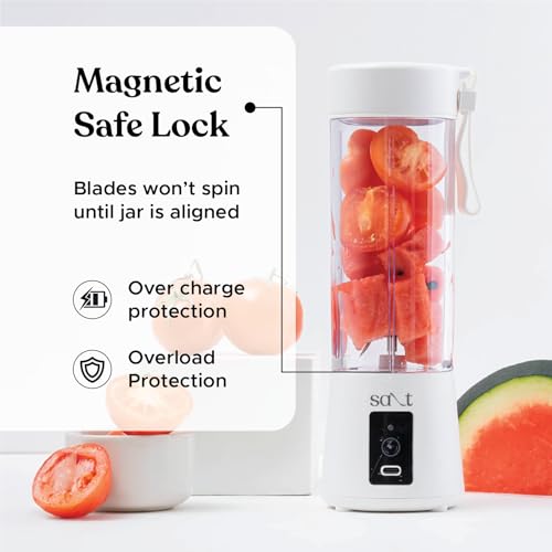 Salt PureBlend Classic Portable Blender for Smoothies, Protein Shakes, Crushing Ice | 2000 mAh Battery, USB-C Port | 150W Motor | 400ml (White) - Image 5