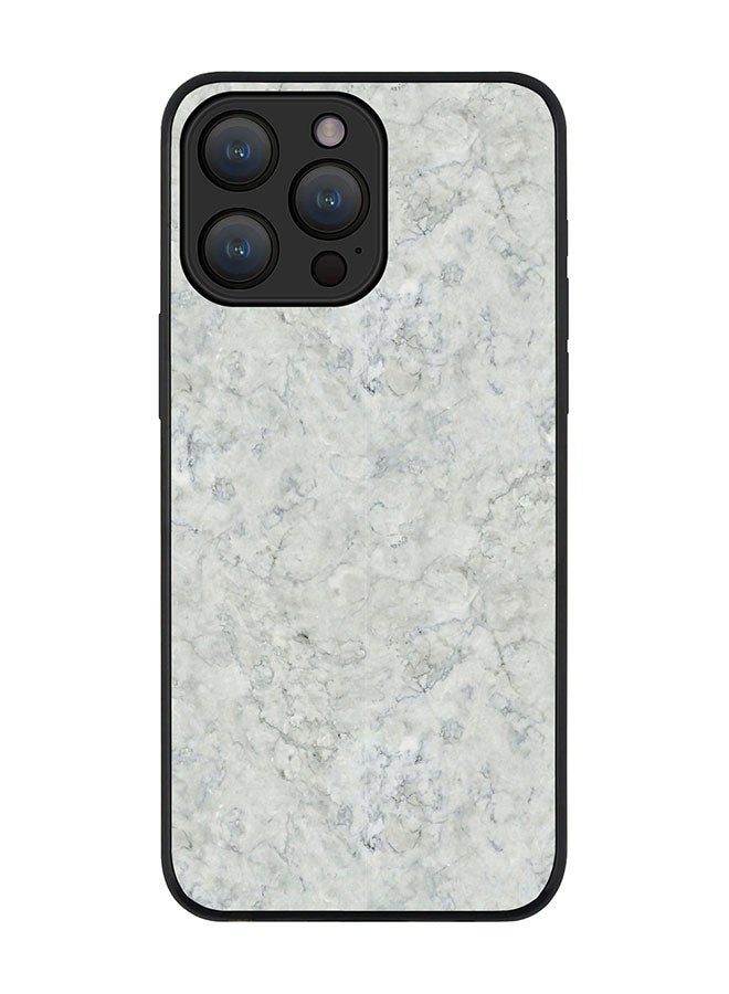Stylizedd Cover for iPhone 15 Pro Case Rugged Black Slim fit Soft Flexible Anti Drop TPU Gel Thin Protective Phone Cases - Marble Texture White - Image 1
