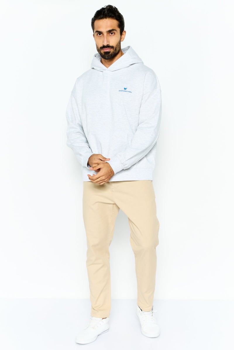 GOOD FOR NOTHING Men Hooded Long Sleeve Brand Logo Sweatshirt, Grey - Image 2