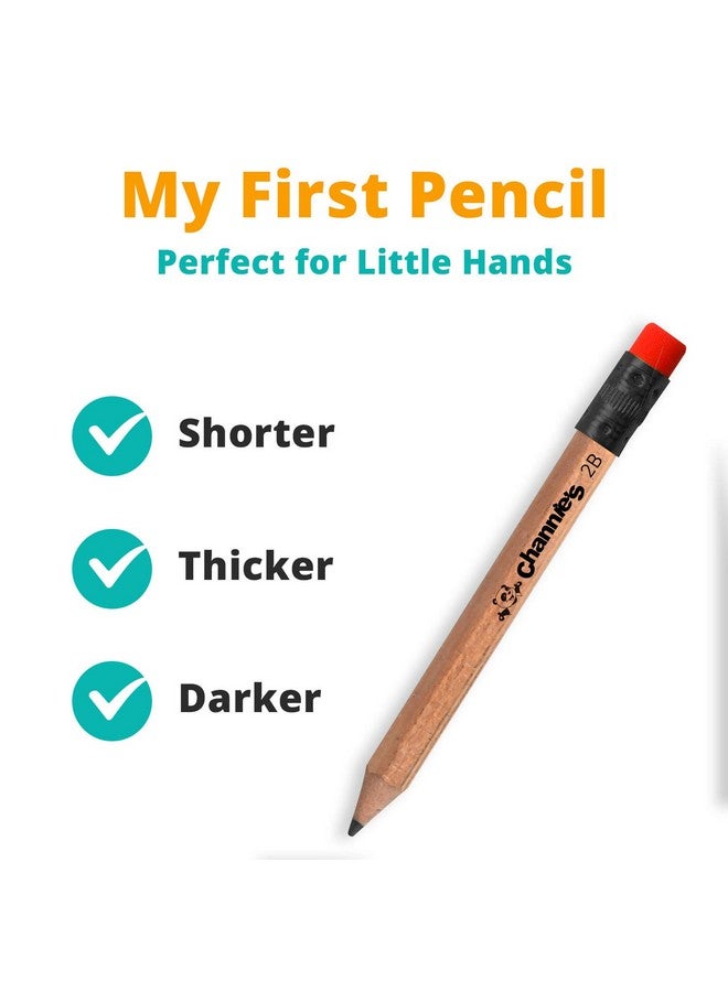 Channie's My First Pencil, Easy-to-Hold Jumbo Pencils for Preschoolers, Kindergarteners & 1st Graders, Brown Wooden 2B Fat Pencils for Kids Ages 3-7, 2 Pack (5 Each) + Sharpener - Image 3