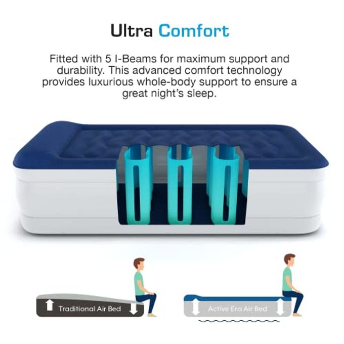 ACTIVE ERA 21" Twin Air Mattress With Built-In Pump & Raised Pillow Heavy Duty Puncture Resistant, Waterproof Blow Up Bed - Image 3