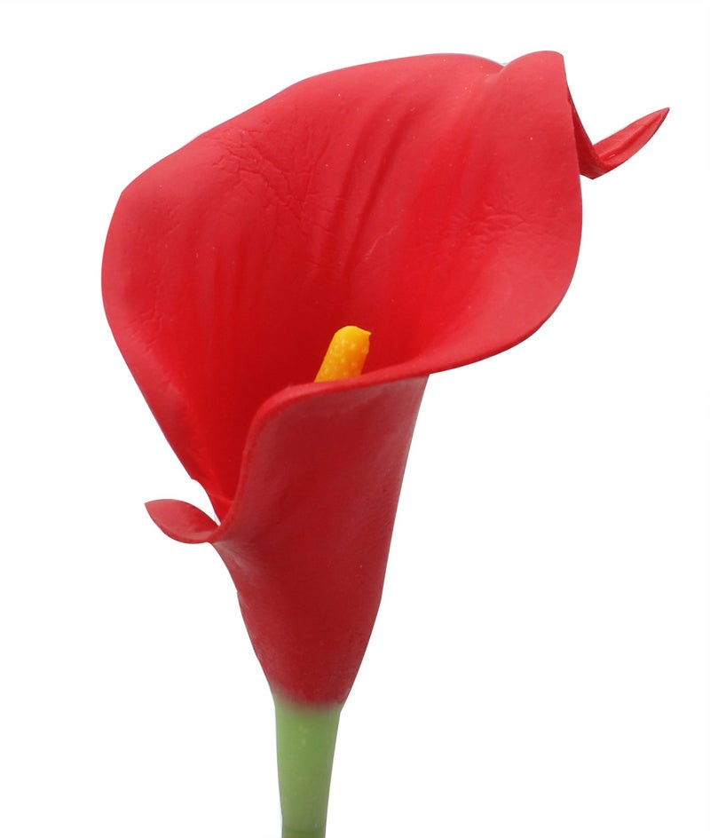 Duovlo 20pcs Calla Lily Bridal Wedding Bouquet Lataex Real Touch Artificial Flower Home Party Decor (Red) - Image 2
