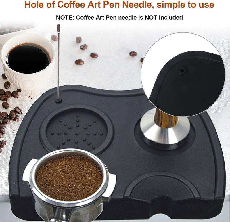 MTROYALDIA Coffee Tamper Tool, Silicone Rubber Espresso Tamping Mat, Double Hole Corner Edge Practical Stand Tamp Station 63mm to Protect Your Worktop for Espresso Baristas Powder Maker - Image 4