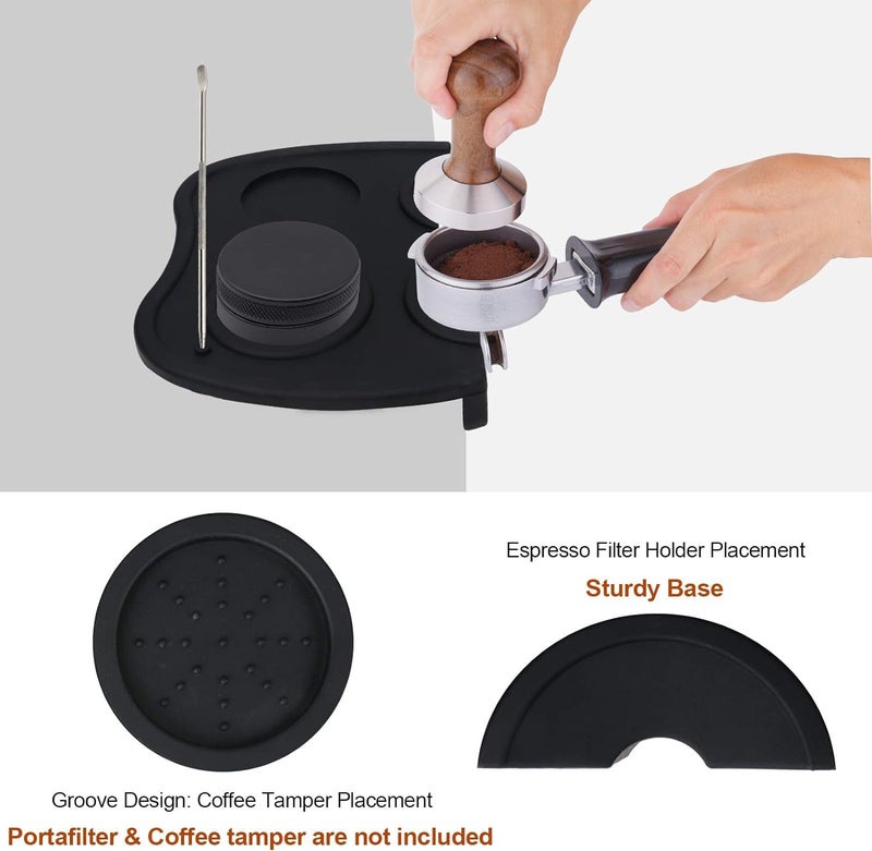 MTROYALDIA Coffee Tamper Tool, Silicone Rubber Espresso Tamping Mat, Double Hole Corner Edge Practical Stand Tamp Station 63mm to Protect Your Worktop for Espresso Baristas Powder Maker - Image 2