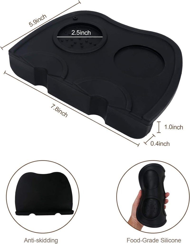 MTROYALDIA Coffee Tamper Tool, Silicone Rubber Espresso Tamping Mat, Double Hole Corner Edge Practical Stand Tamp Station 63mm to Protect Your Worktop for Espresso Baristas Powder Maker - Image 3