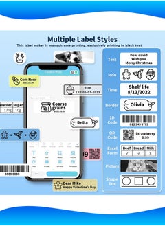 Mi VAZA Wireless Label Maker - Portable Thermal Label Printer - Bluetooth Labeler - Sticker Machine Built-in Rechargeable Battery - Office Supplies - Food Label  - Image 2