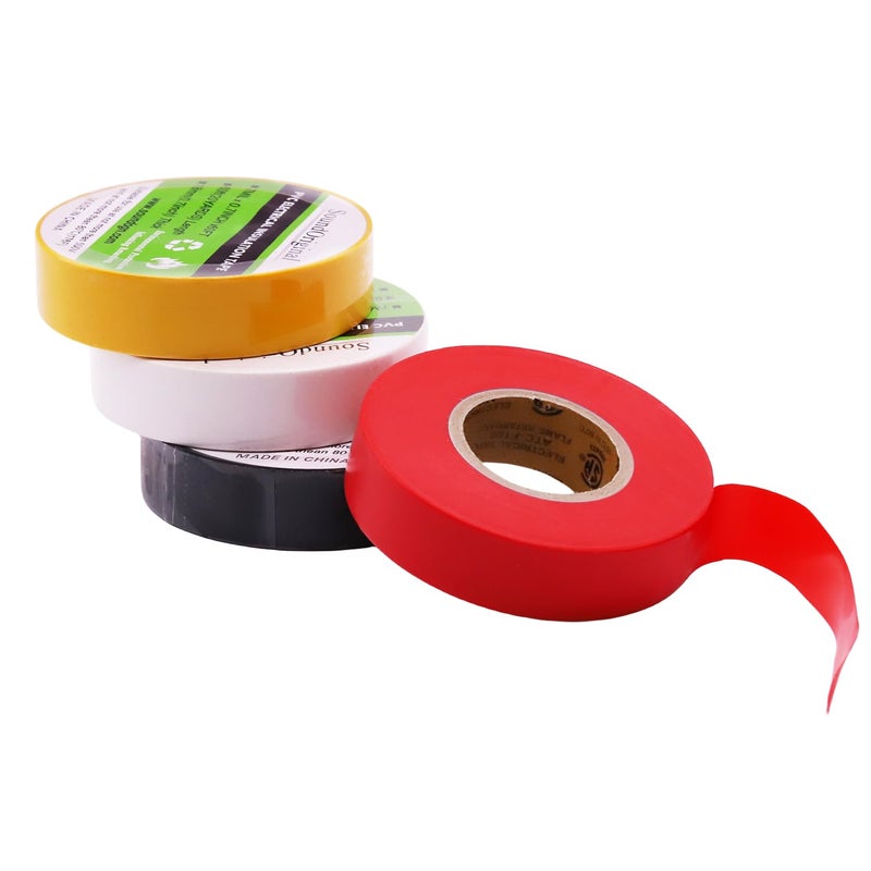 SoundOriginal Electrical Tape 0.7 Inch by 60 Feet 4 Pack Waterproof Flame Retardant Indoor Outdoor High Temperature Resistance (60Ft 4Colors) - Image 1