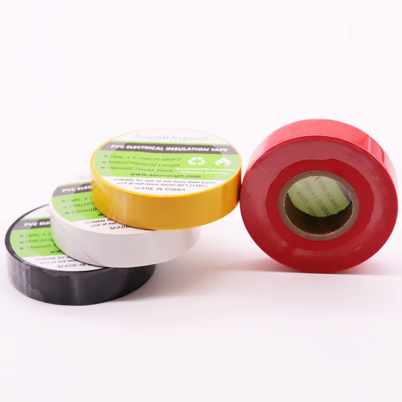 SoundOriginal Electrical Tape 0.7 Inch by 60 Feet 4 Pack Waterproof Flame Retardant Indoor Outdoor High Temperature Resistance (60Ft 4Colors) - Image 2