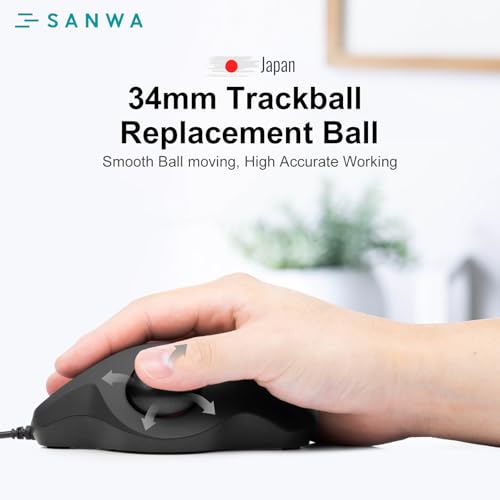 SANWA Trackball 34mm/1.34in, Replacement Ball for Logitech m575, m570, MX Ergo, Perixx, Kensington, and Other Compatible Trackball Mouse, Glossy Black - Image 4