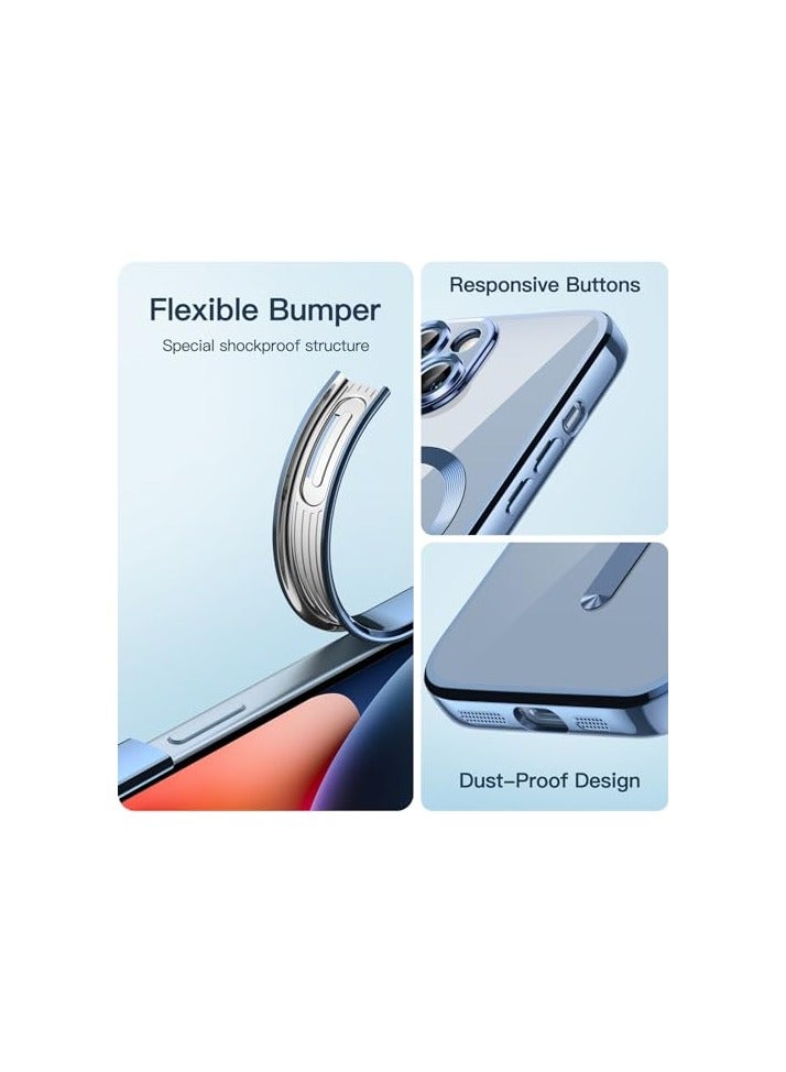 جي تيك حافظة JETech ناعمة وشفافة لهاتف iPhone 14 Plus مقاس 6.7 بوصة، حماية كاملة لعدسة الكاميرا، متوافقة مع الشحن اللاسلكي MagSafe، غطاء هاتف TPU مطلي بالكهرباء مقاوم للصدمات (أزرق) - Image 2