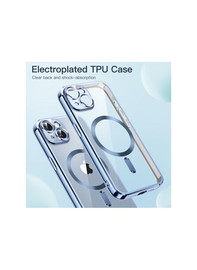 جي تيك حافظة JETech ناعمة وشفافة لهاتف iPhone 14 Plus مقاس 6.7 بوصة، حماية كاملة لعدسة الكاميرا، متوافقة مع الشحن اللاسلكي MagSafe، غطاء هاتف TPU مطلي بالكهرباء مقاوم للصدمات (أزرق) - Image 5