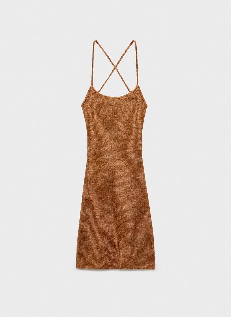 MANGO Crossed Back Lurex Dress  - Image 5