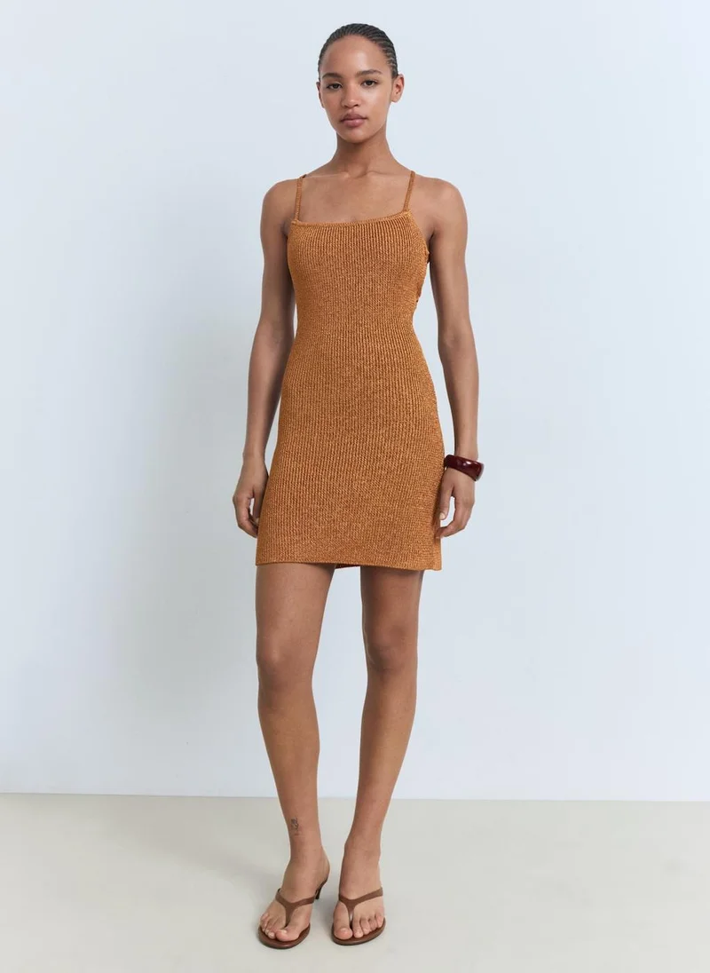 MANGO Crossed Back Lurex Dress