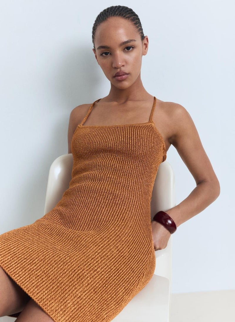 MANGO Crossed Back Lurex Dress  - Image 4