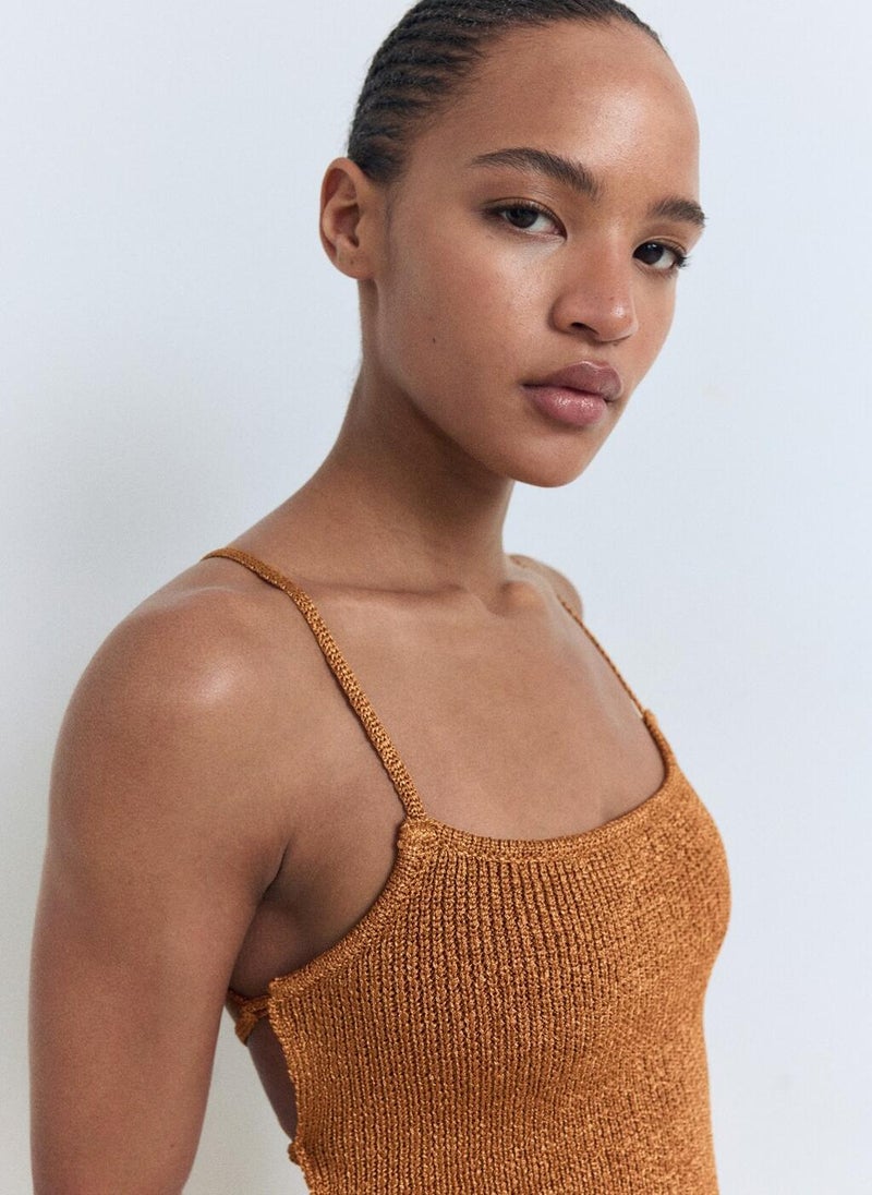 MANGO Crossed Back Lurex Dress  - Image 3