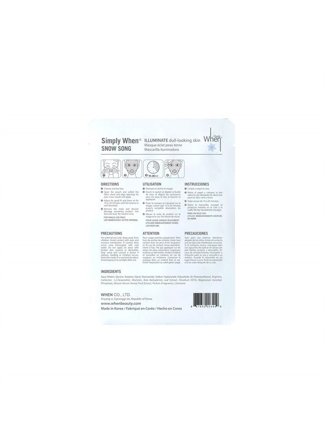 When Simply Snow Song Brighten Facial Sheet Mask for Dull Looking Skin - 1 Count - Image 2