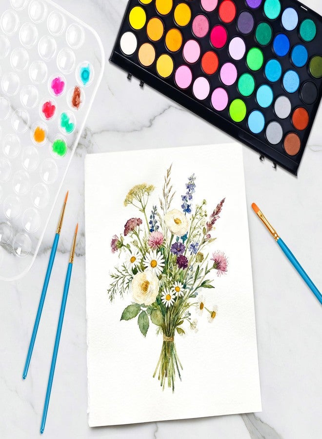 Dushco 48 Colors Washable Watercolor Paint Set with 3 Blue Handle Paint Brushes, Art Supplies for Painting - Image 5