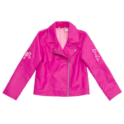 Barbie Big Girls Faux Leather Jacket Metallic Pink 10-12 - Image 1