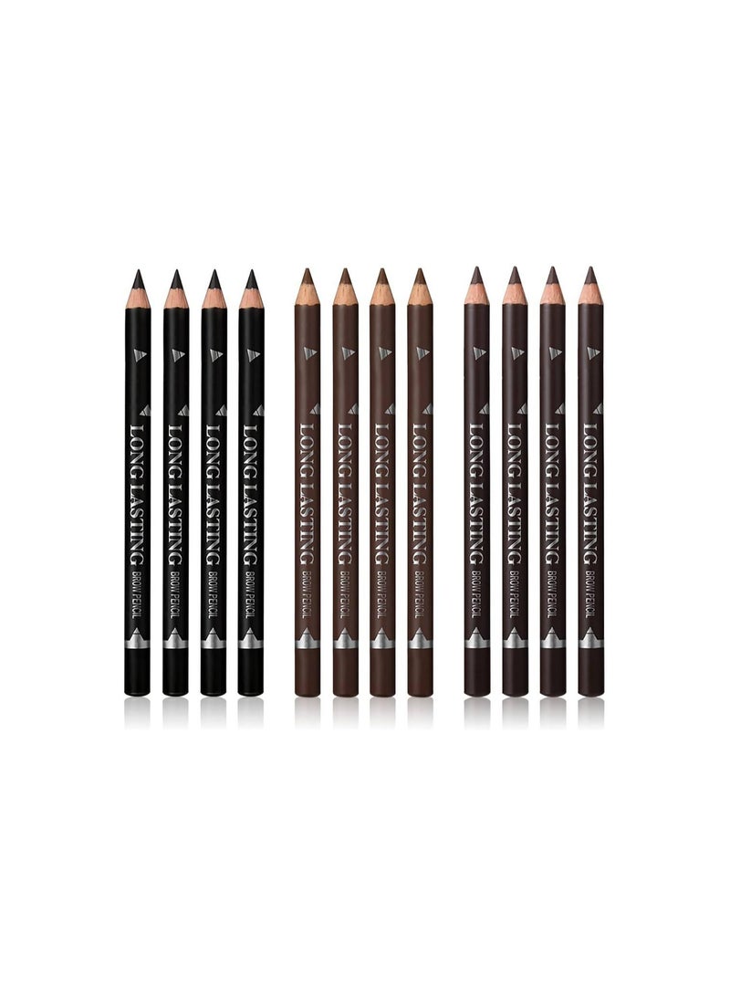 Mn مجموعة من 12 قلم حواجب لون أسود طويل الأمد مقاوم للماء - Image 5