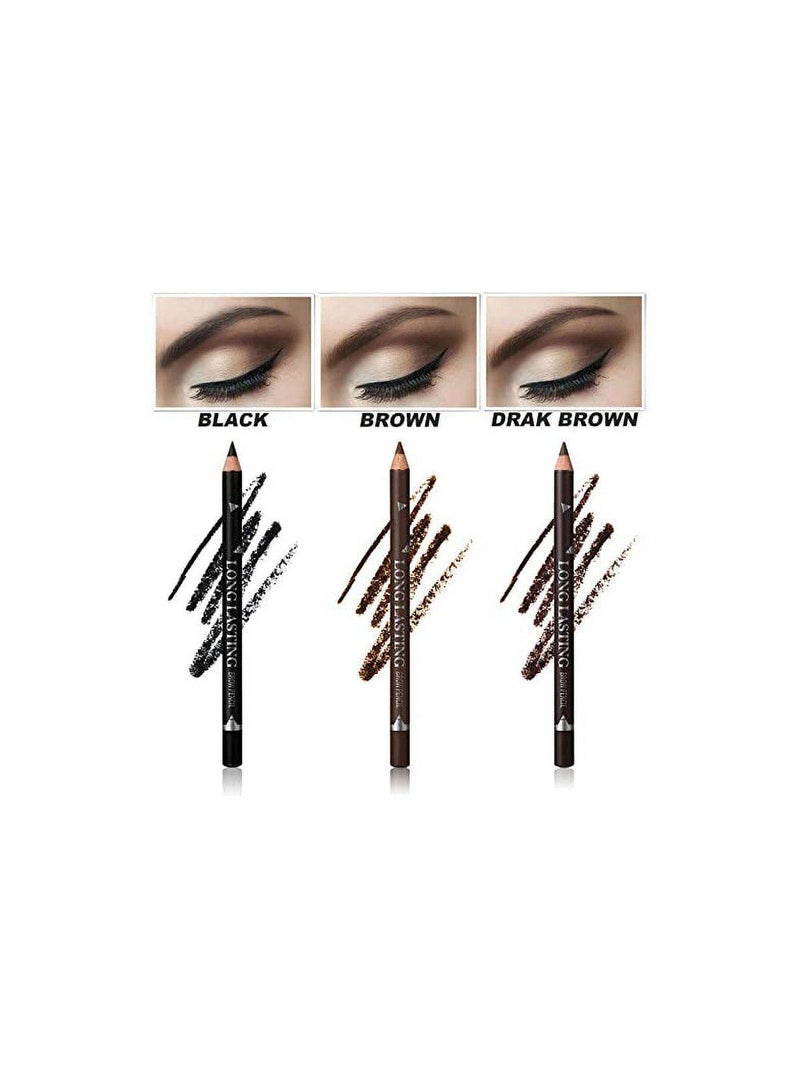 Mn مجموعة من 12 قلم حواجب لون أسود طويل الأمد مقاوم للماء - Image 4