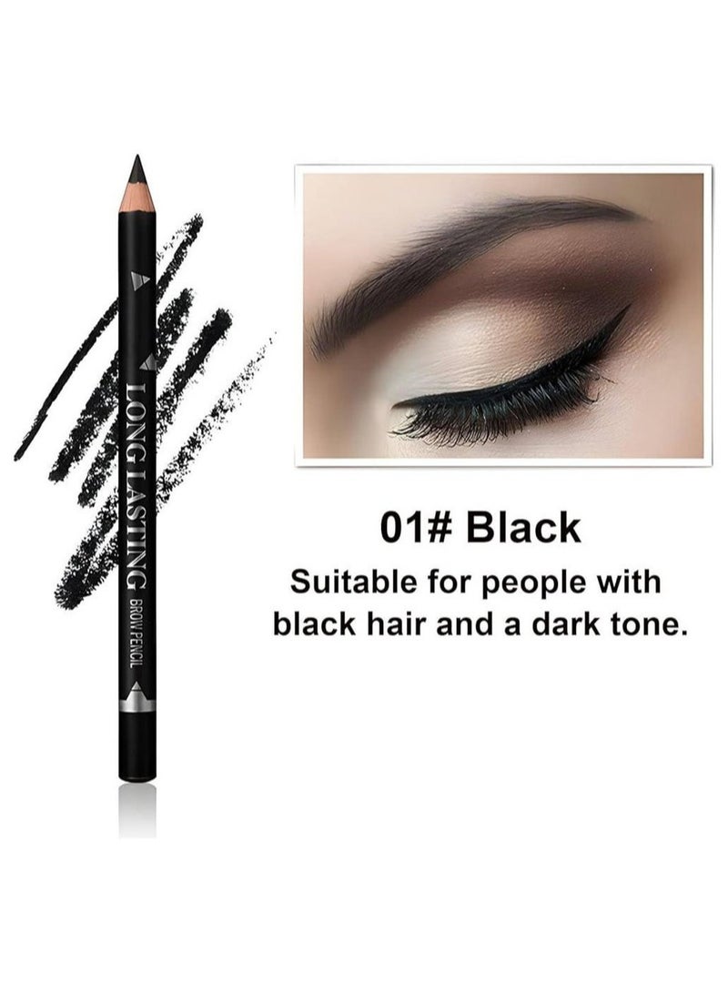 Mn مجموعة من 12 قلم حواجب لون أسود طويل الأمد مقاوم للماء - Image 2