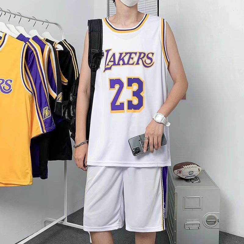 Generic Summer Sports Set Unisex Casual Basketball Jersey No.23 Shorts White