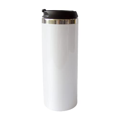 MR.R 15oz Sublimation Blanks Tumbler with Lid,Stainless Steel Double Wall Vacuum Insulated Travel Water bottle Straight Mug,Durable Powder Coated Coffee Cup,White, 450ml - Image 1
