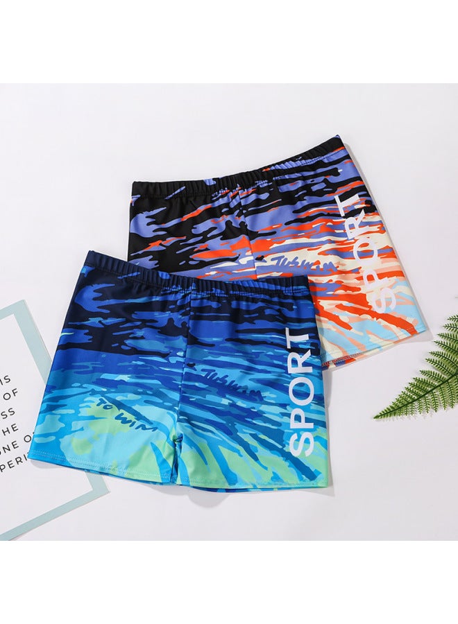 Loquat Men's Swimming Trunks Teenagers Big Children Swimming Junior High School Students 14 Senior High School 12 Fat Baby 15 Beach Trunks Training Pants 16-Color:Color Matching- - Image 2