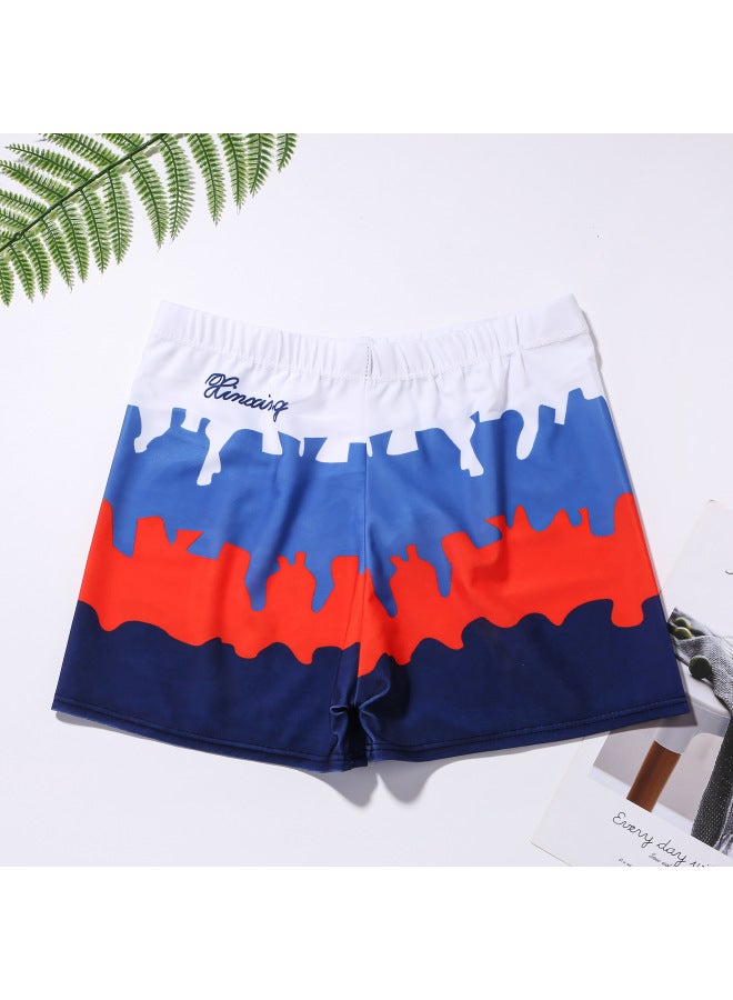 Loquat Men's Swimming Trunks Teenagers Big Children Swimming Junior High School Students 14 Senior High School 12 Fat Baby 15 Beach Trunks Training Pants 16-Color:Color Matching- - Image 1