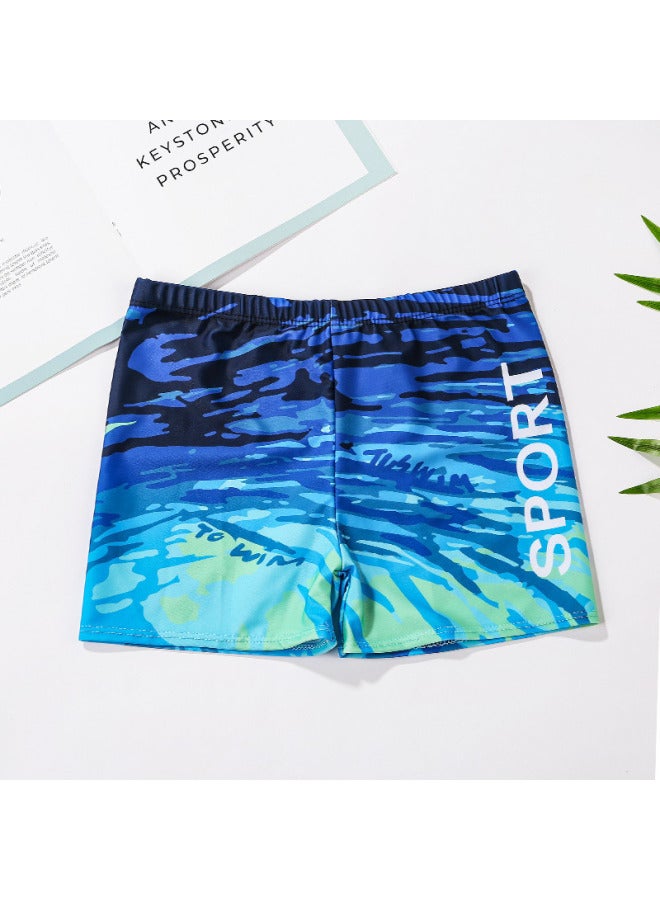 Loquat Men's Swimming Trunks Teenagers Big Children Swimming Junior High School Students 14 Senior High School 12 Fat Baby 15 Beach Trunks Training Pants 16-Color:Color Matching- - Image 3