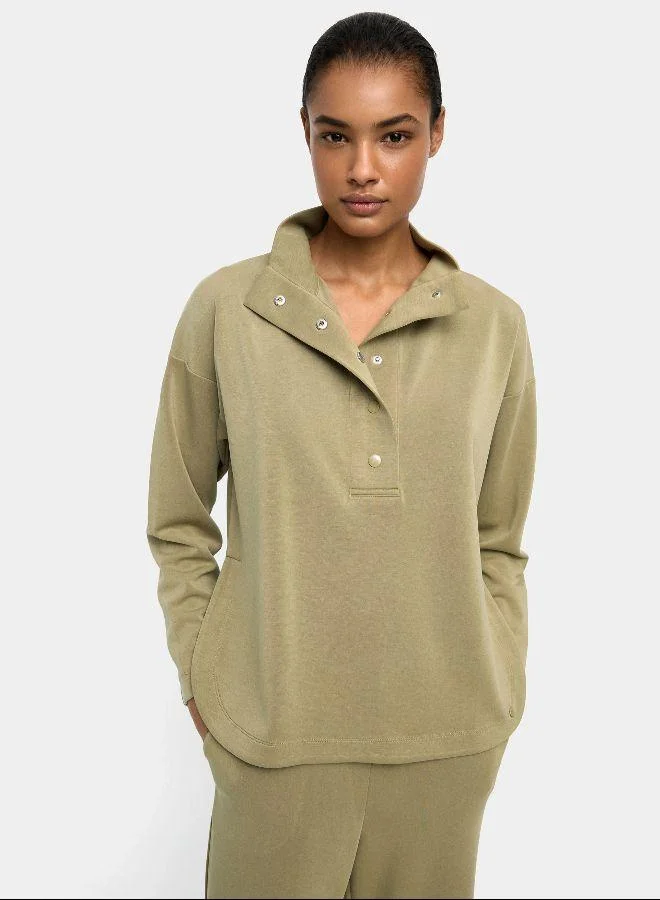 PARFOIS Sweatshirt with buttons soft touch