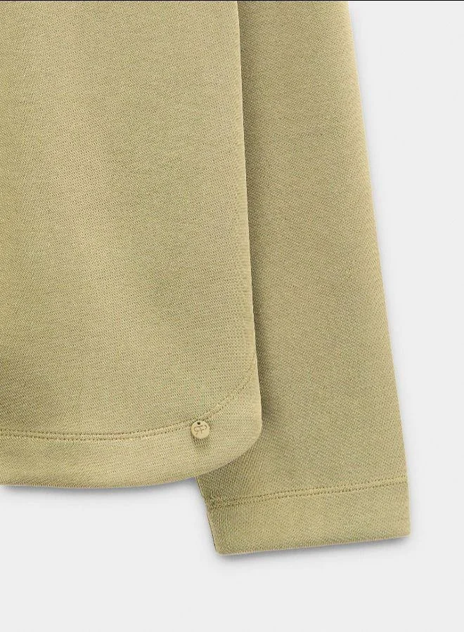 PARFOIS Green Sweatshirt with buttons soft touch for Women | Best Price UAE