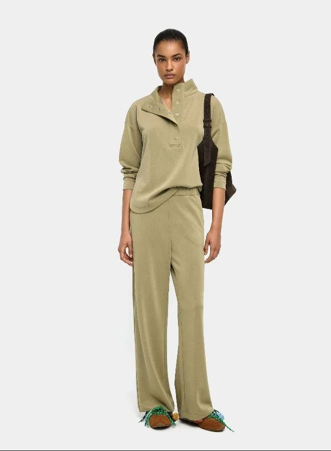 PARFOIS Green Sweatshirt with buttons soft touch for Women | Best Price UAE