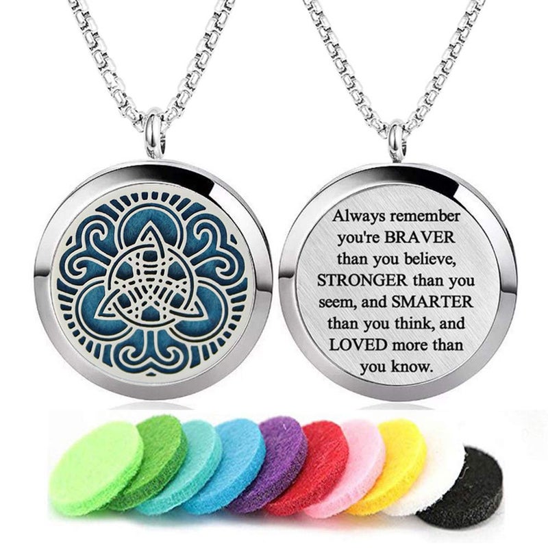 GFONDINGD Aromatherapy Essential Oil Diffuser Necklace Stainless Steel lnspirational Locket Pendant(Celtic Knot) - Image 1