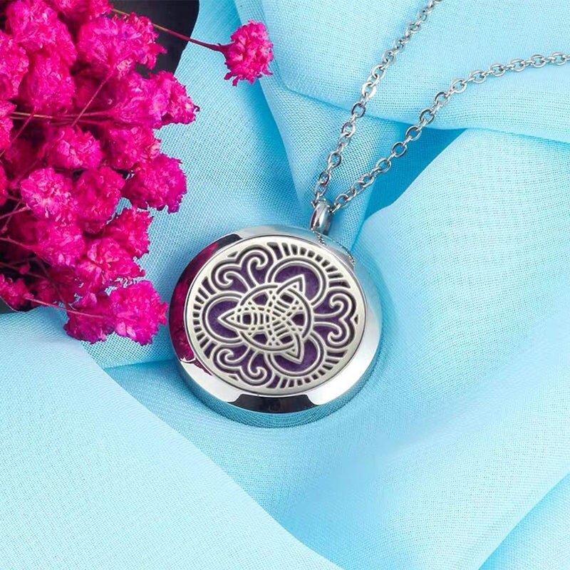 GFONDINGD Aromatherapy Essential Oil Diffuser Necklace Stainless Steel lnspirational Locket Pendant(Celtic Knot) - Image 4
