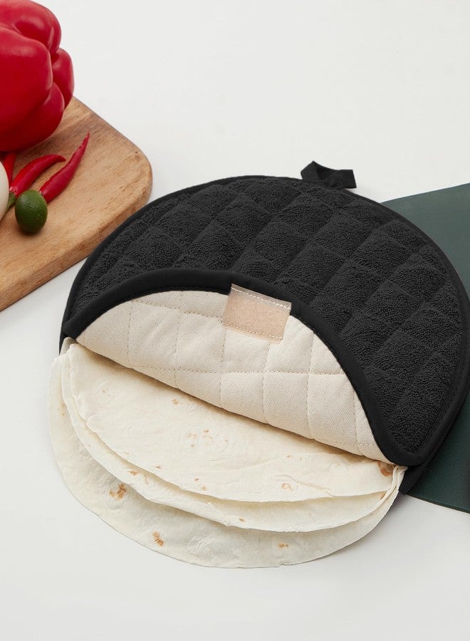 Lifaith Tortilla Warmer Pouch 12 Inch (2 Pack) - Microwaveable Fabric Insulated Food Server for Corn & Flour Tortillas - Insulated Bag Keeps Food Hot for up to 1 Hour - Kitchen Gifts (Black) - Image 3