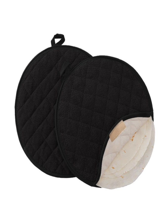 Lifaith Tortilla Warmer Pouch 12 Inch (2 Pack) - Microwaveable Fabric Insulated Food Server for Corn & Flour Tortillas - Insulated Bag Keeps Food Hot for up to 1 Hour - Kitchen Gifts (Black) - Image 1