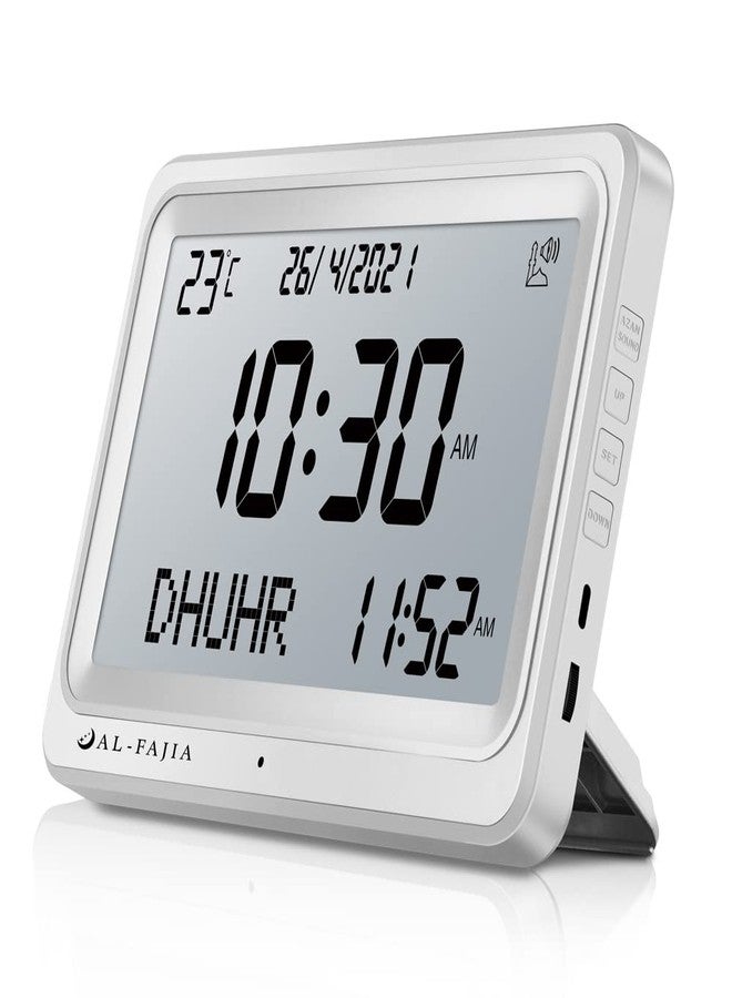الفاجيا Qsnmieo Azan Clock for USA-Automatic Worldwide Digital 8 Azan Prayer Sounds Islamic Wall and Desk Clock (White) - Image 1