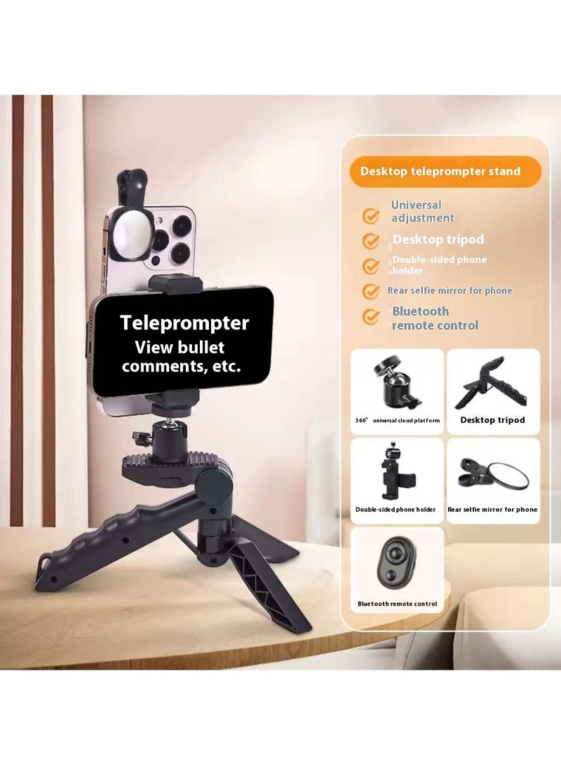 Portable Desktop Tripod with Multi-Function Phone Stand for Live Streaming, Selfie Recording & Teleprompter Use - Image 1