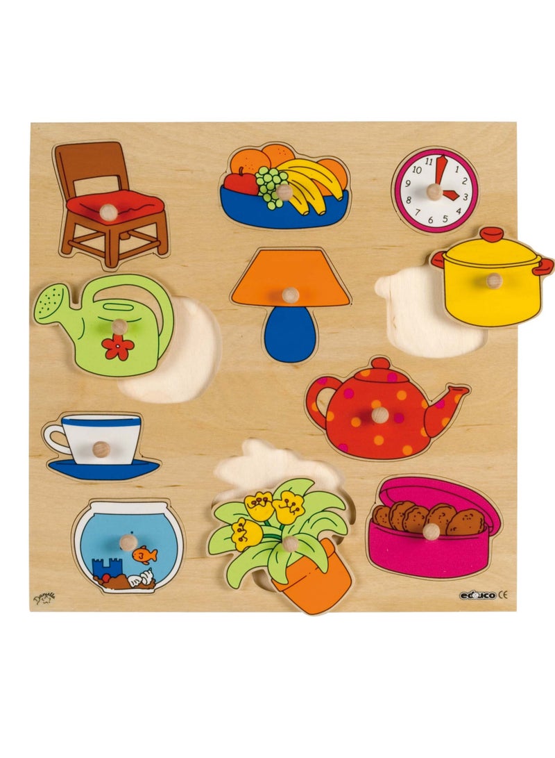 Inlay Board House And Garden Motor Skill Development Puzzle For Young Learners