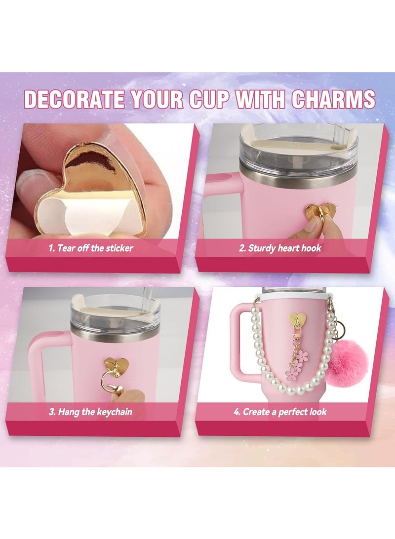 Y&D Compatible with Stanley Cup Accessories Set, Stanley Accessories 40 oz, Accesorios Stanley with Food-Grade Stanley Straw Cover, Stanley Tumbler Accessories Beautify Your Cup, Unique Gifts for WomenPink/Gold - Image 5