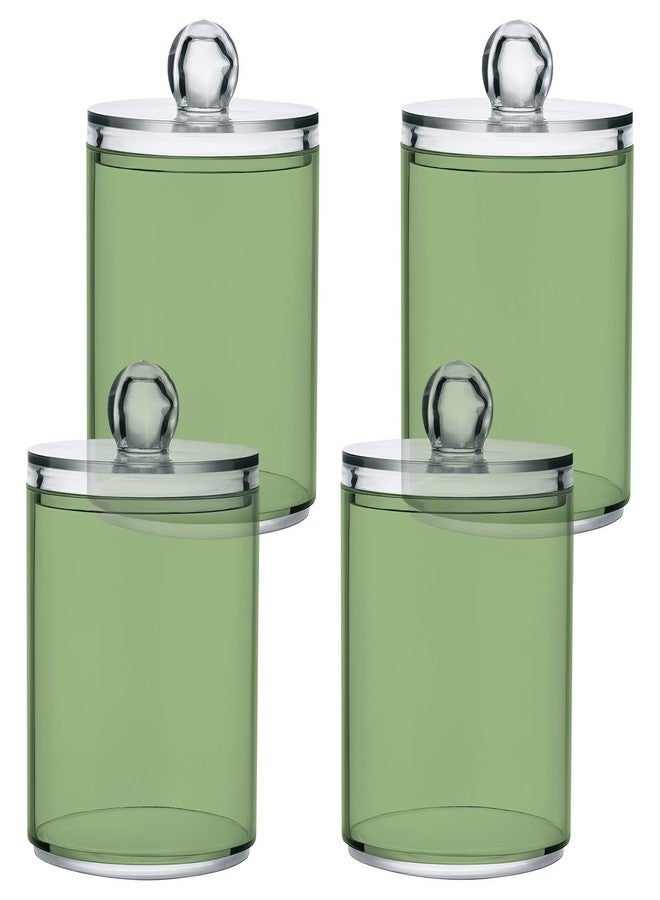 Xigua Light Green 2 Pack Qtip Holder Dispenser With Lid, Apothecary Jars Plastic Swabs Cans Clear Bathroom Storage Canister for Cotton Ball, Swab, Round Pads, Floss26 - Image 2